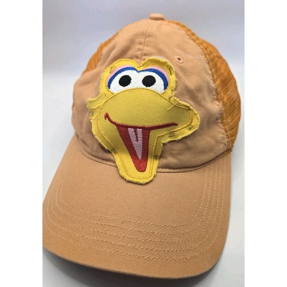Carhartt Trucker Hat Orange Mesh Snapback Custom Patch Graphic OSFA Big Bird